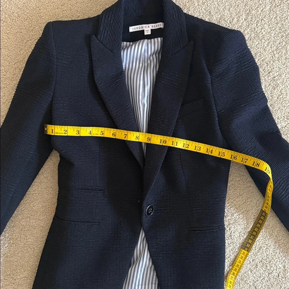 Veronica Beard Navy Textured One-Button Blazer - Picture 5 of 6